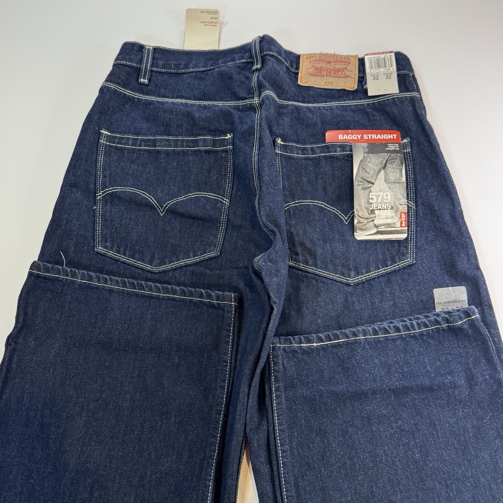 Vintage Levis 579 Jeans Mens 32x32 Denim Baggy Straight Y2K 90s Vintage Batwing